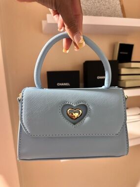 Blue Heart Accent Top-Handle Women’s Bag